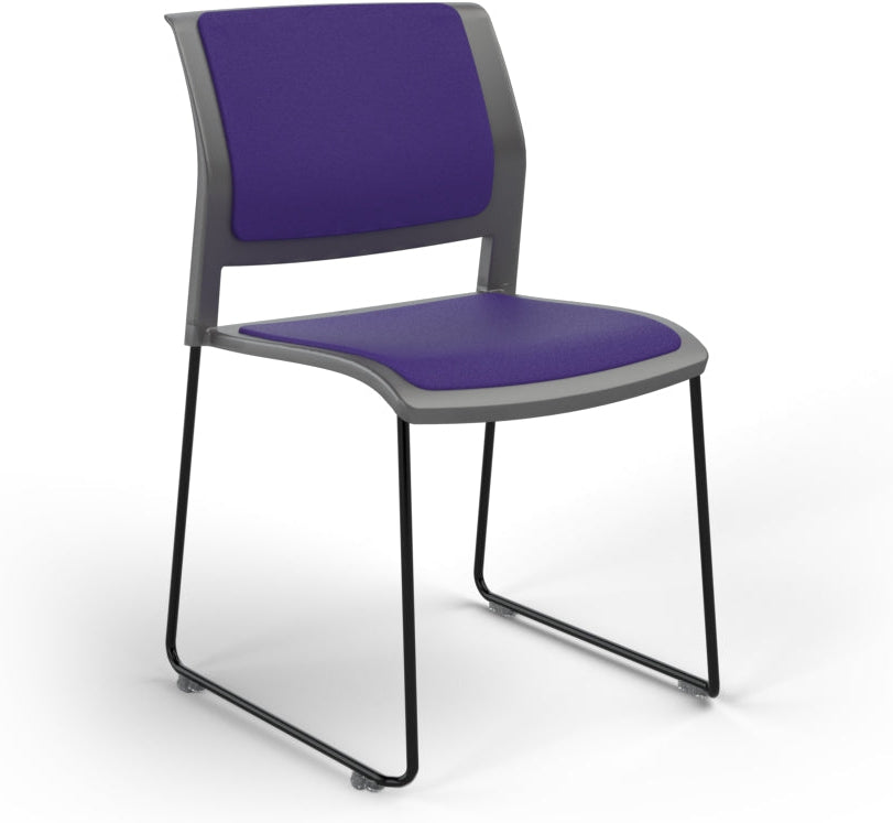 Game Chair With Upholstery - Sled Base - Black Frame