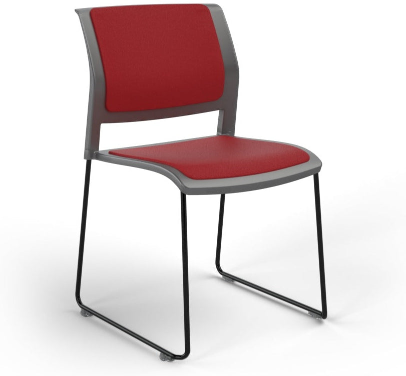Game Chair With Upholstery - Sled Base - Black Frame