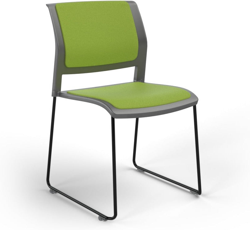 Game Chair With Upholstery - Sled Base - Black Frame