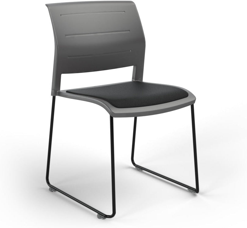 Game Chair With Upholstery - Sled Base - Black Frame