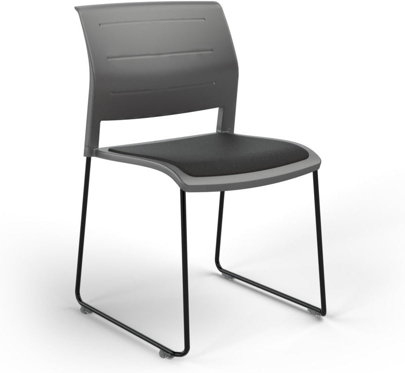 Game Chair With Upholstery - Sled Base - Black Frame