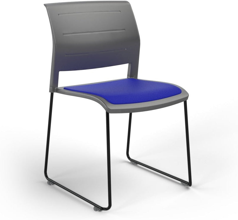 Game Chair With Upholstery - Sled Base - Black Frame