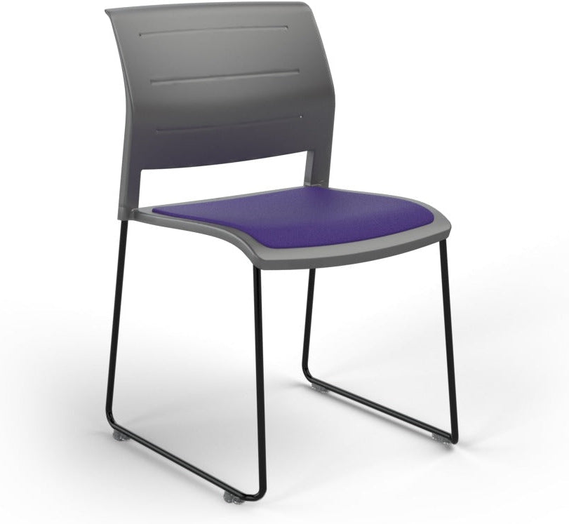 Game Chair With Upholstery - Sled Base - Black Frame