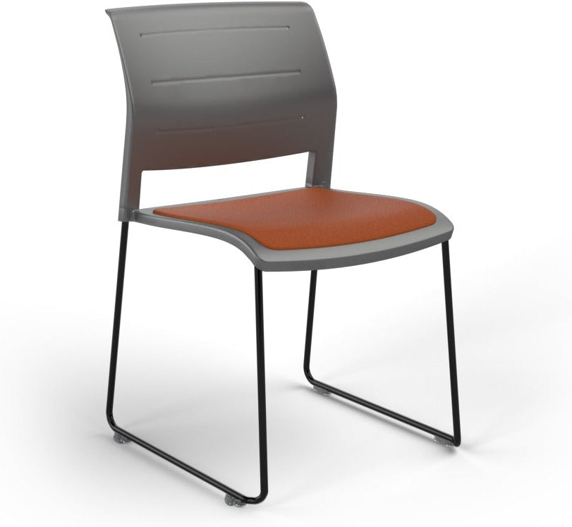Game Chair With Upholstery - Sled Base - Black Frame