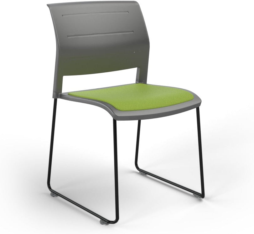 Game Chair With Upholstery - Sled Base - Black Frame