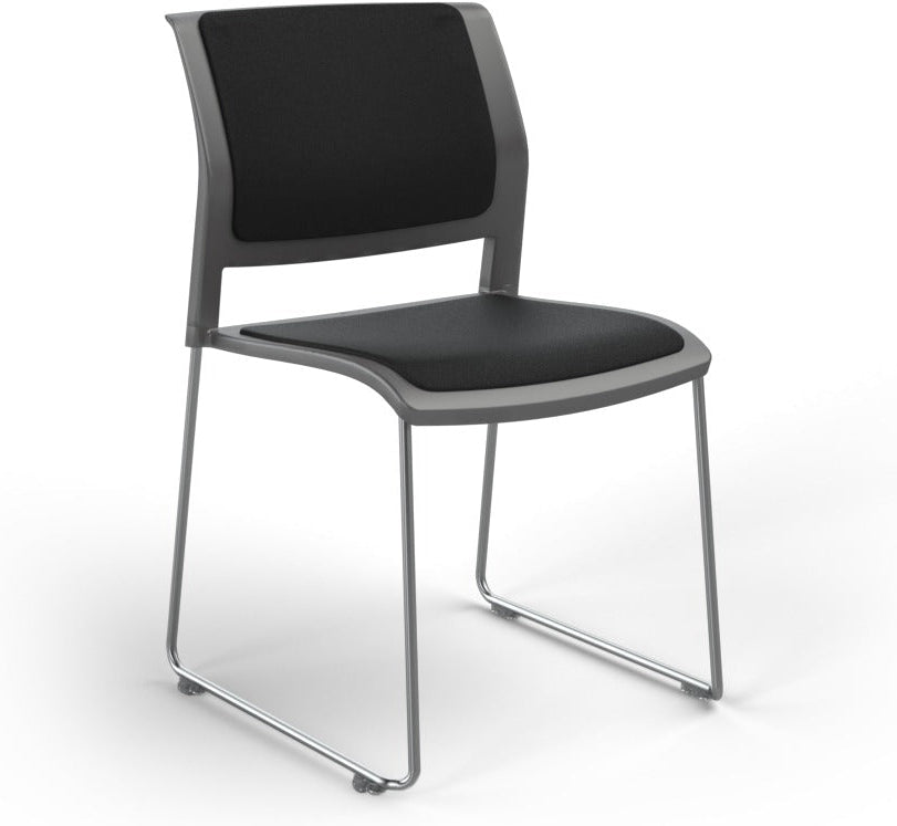 Game Chair With Upholstery - Sled Base - Chrome Frame