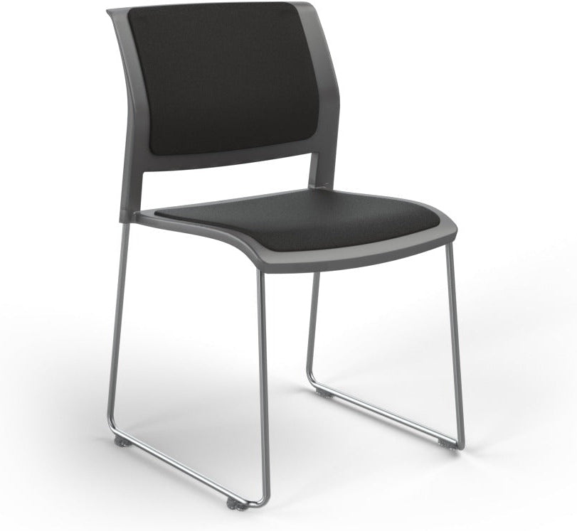 Game Chair With Upholstery - Sled Base - Chrome Frame