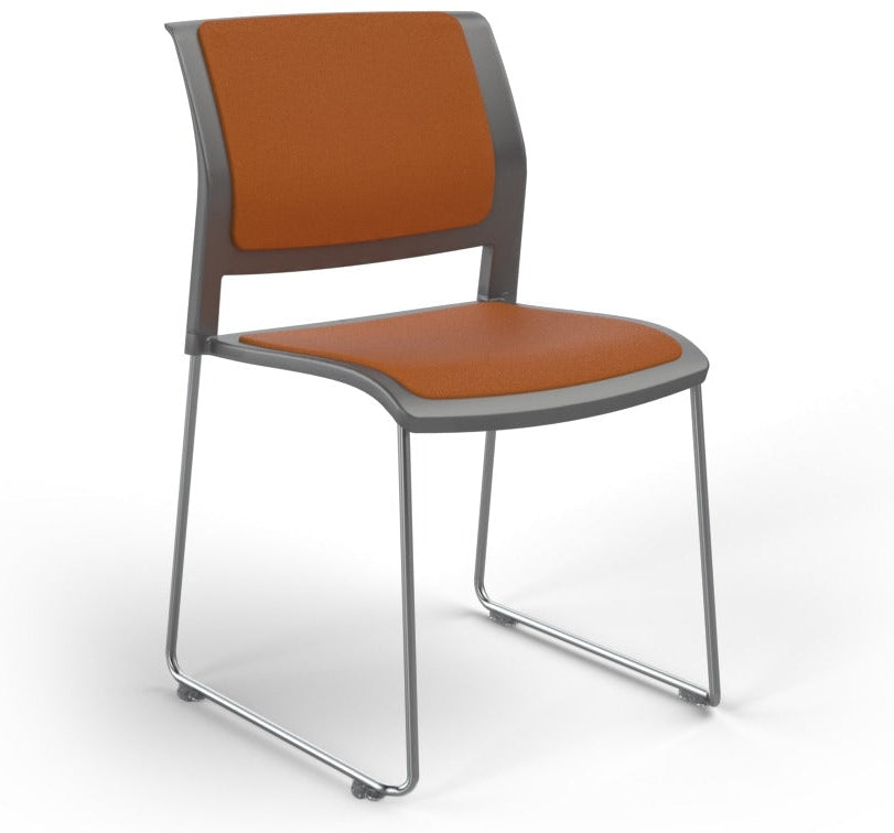 Game Chair With Upholstery - Sled Base - Chrome Frame