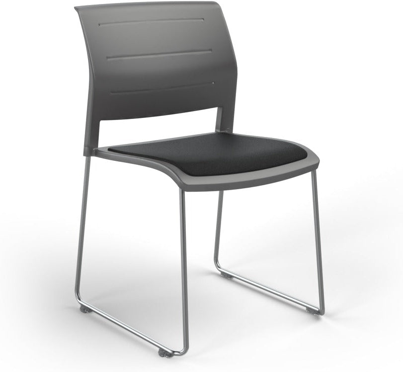 Game Chair With Upholstery - Sled Base - Chrome Frame