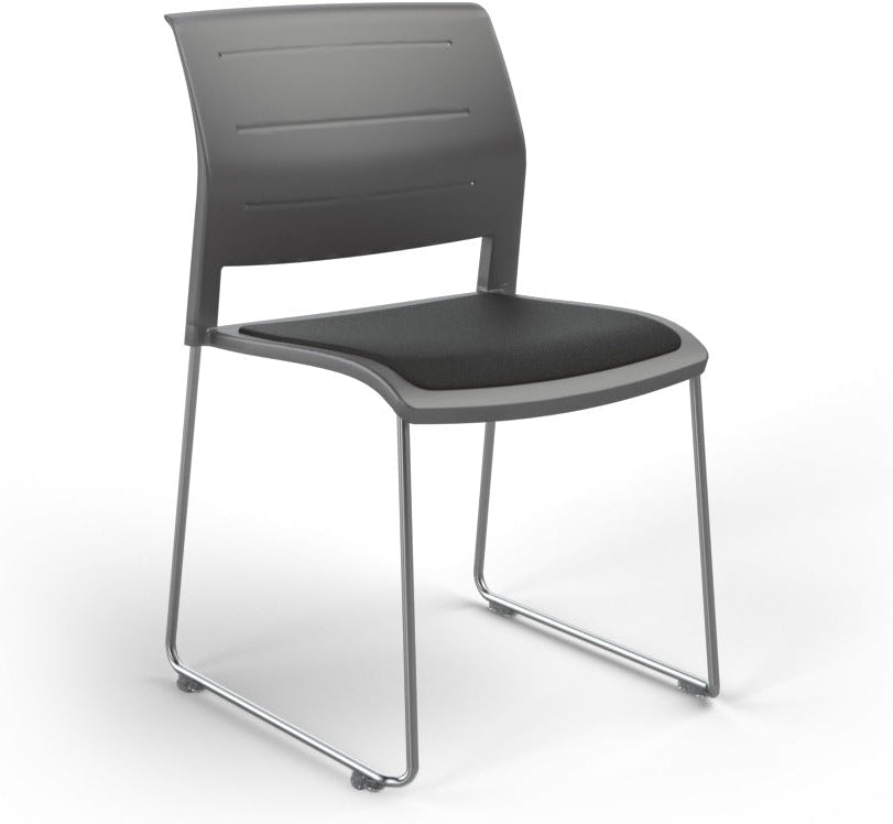 Game Chair With Upholstery - Sled Base - Chrome Frame