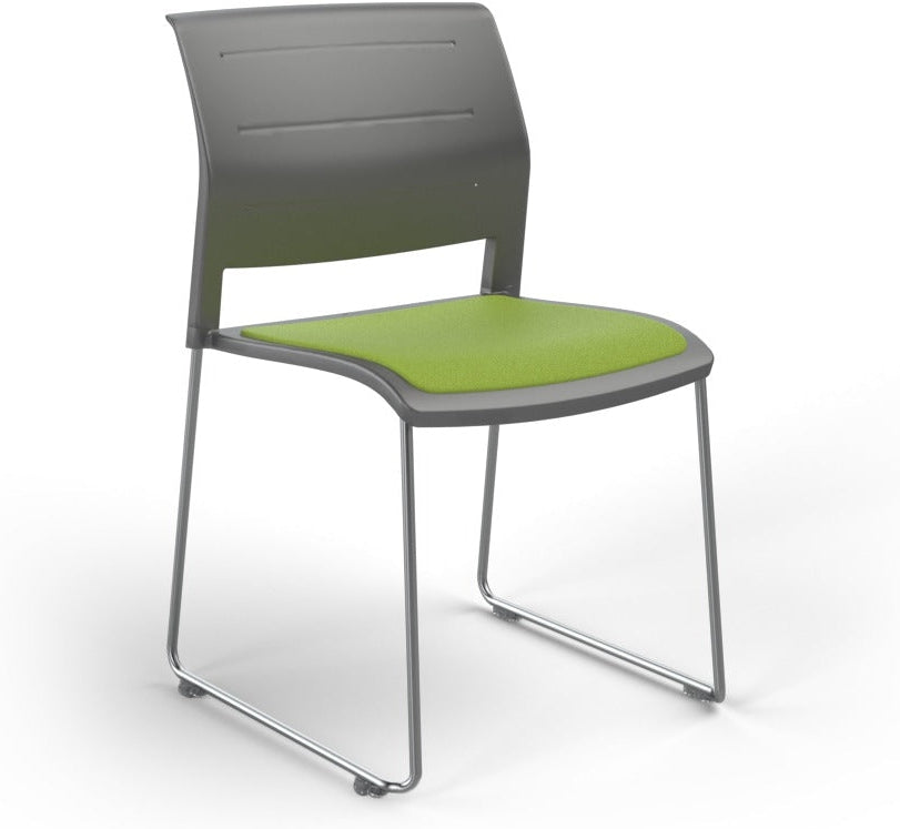 Game Chair With Upholstery - Sled Base - Chrome Frame