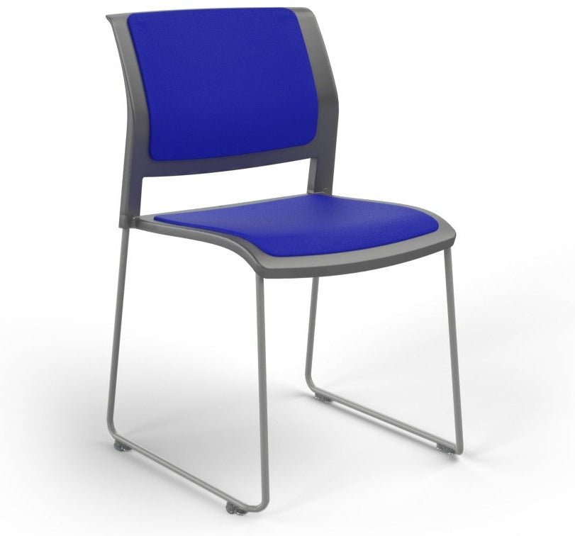 Game Chair With Upholstery - Sled Base - Silver Frame