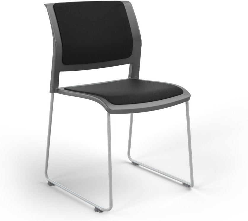 Game Chair With Upholstery - Sled Base - White Frame