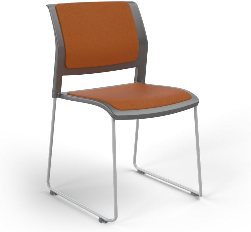 Game Chair With Upholstery - Sled Base - White Frame