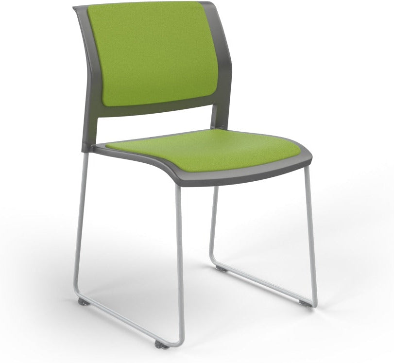 Game Chair With Upholstery - Sled Base - White Frame