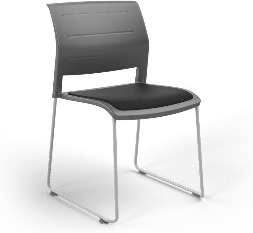 Game Chair With Upholstery - Sled Base - White Frame