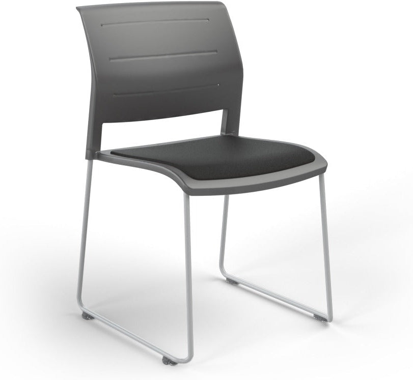 Game Chair With Upholstery - Sled Base - White Frame