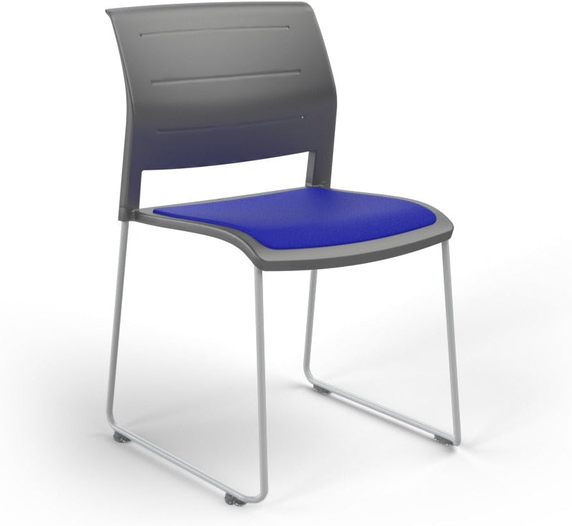 Game Chair With Upholstery - Sled Base - White Frame