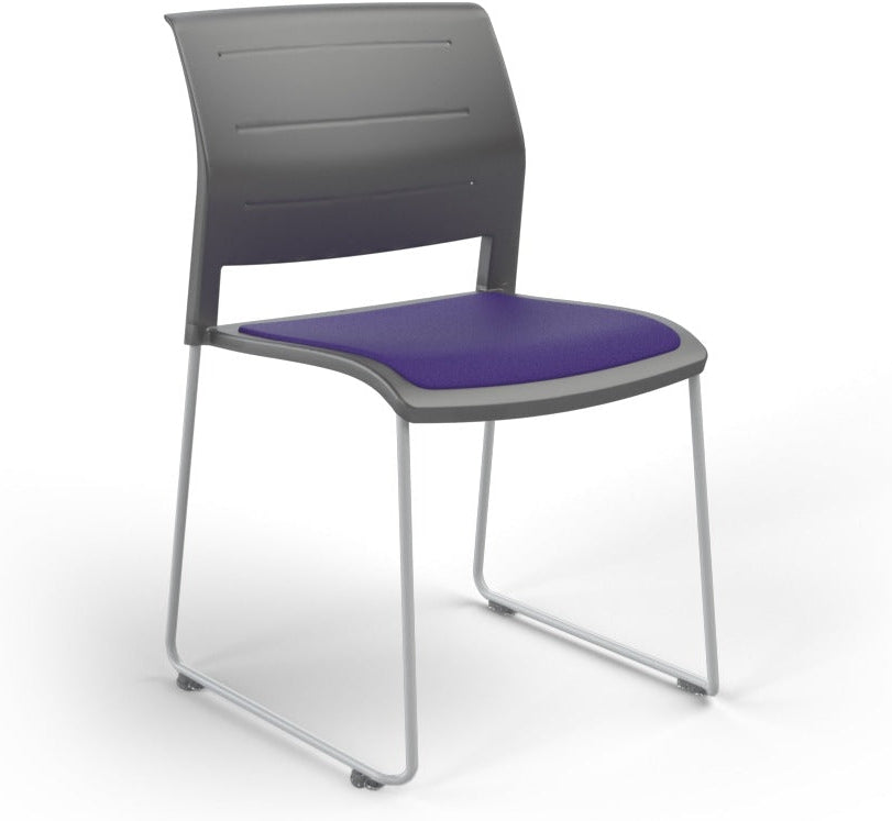 Game Chair With Upholstery - Sled Base - White Frame