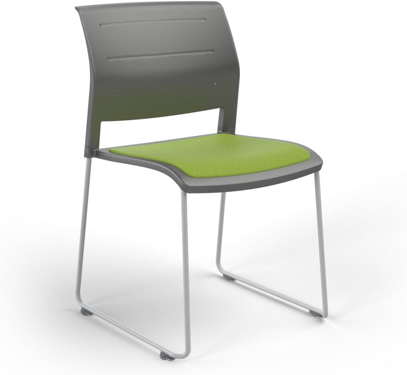 Game Chair With Upholstery - Sled Base - White Frame