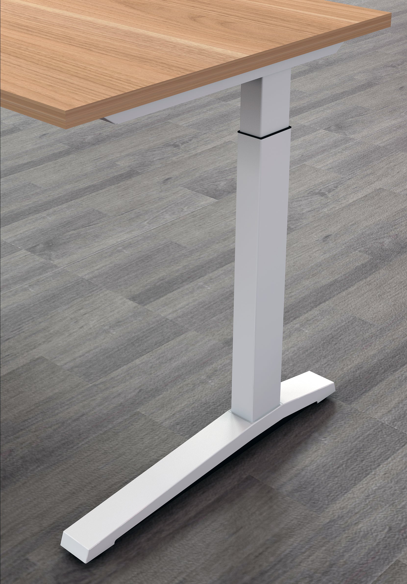 Virginia Walnut Potenza Electric Height Adjustable Desk with Credenza Return