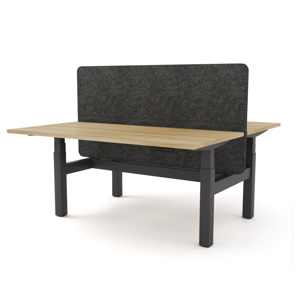 Dynamo Plus - Electric Height Adjustable Double Sided Workstation With Screen (Charcoal Grey Screen)