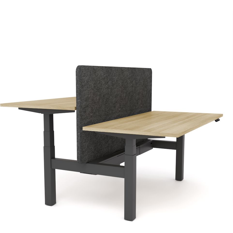 Dynamo Plus - Electric Height Adjustable Double Sided Workstation With Screen (Charcoal Grey Screen)