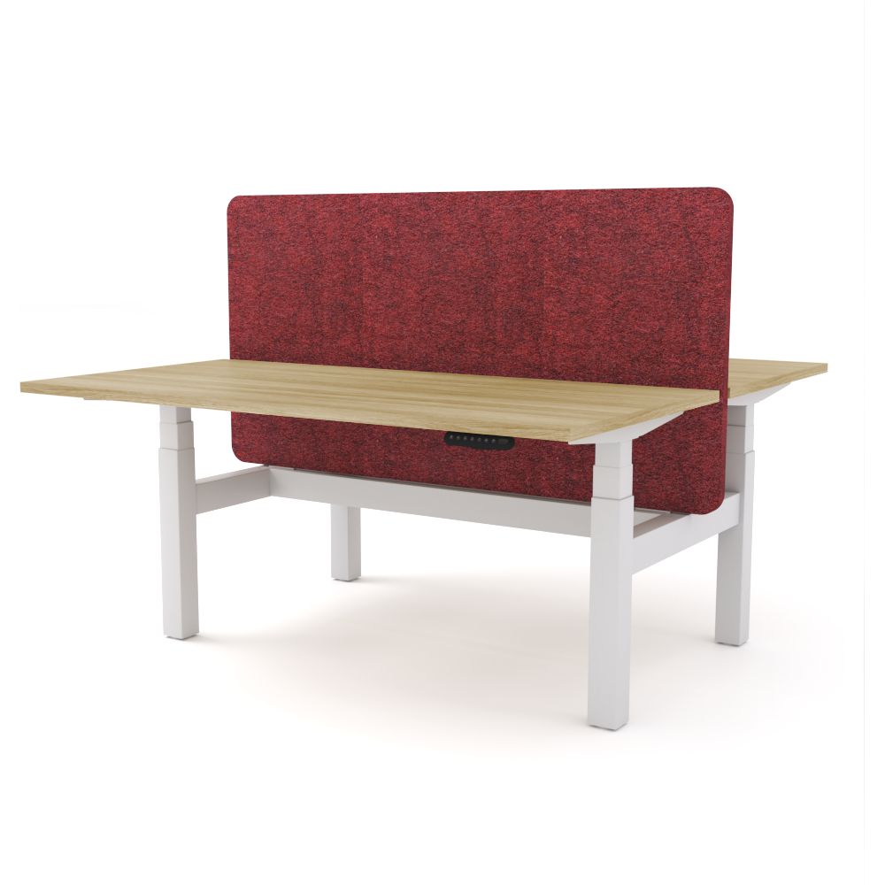 Dynamo Plus - Electric Height Adjustable Double Sided Workstation With Screen (Maroon Screen)