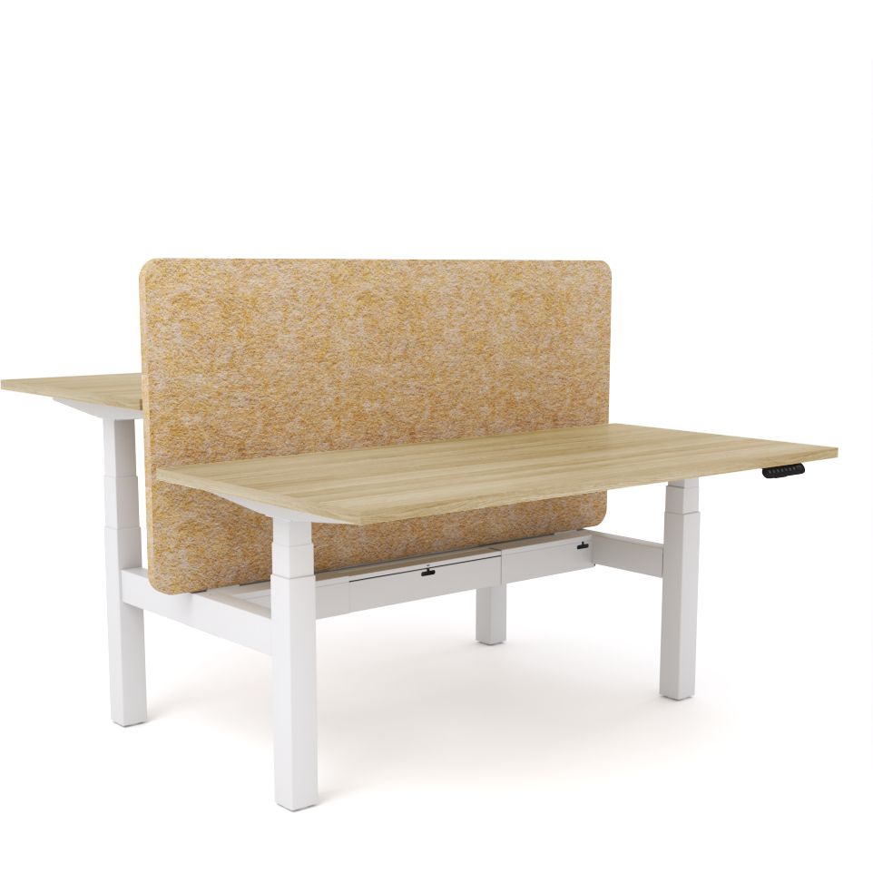Dynamo Plus - Electric Height Adjustable Double Sided Workstation With Screen (Mid Natural Screen)