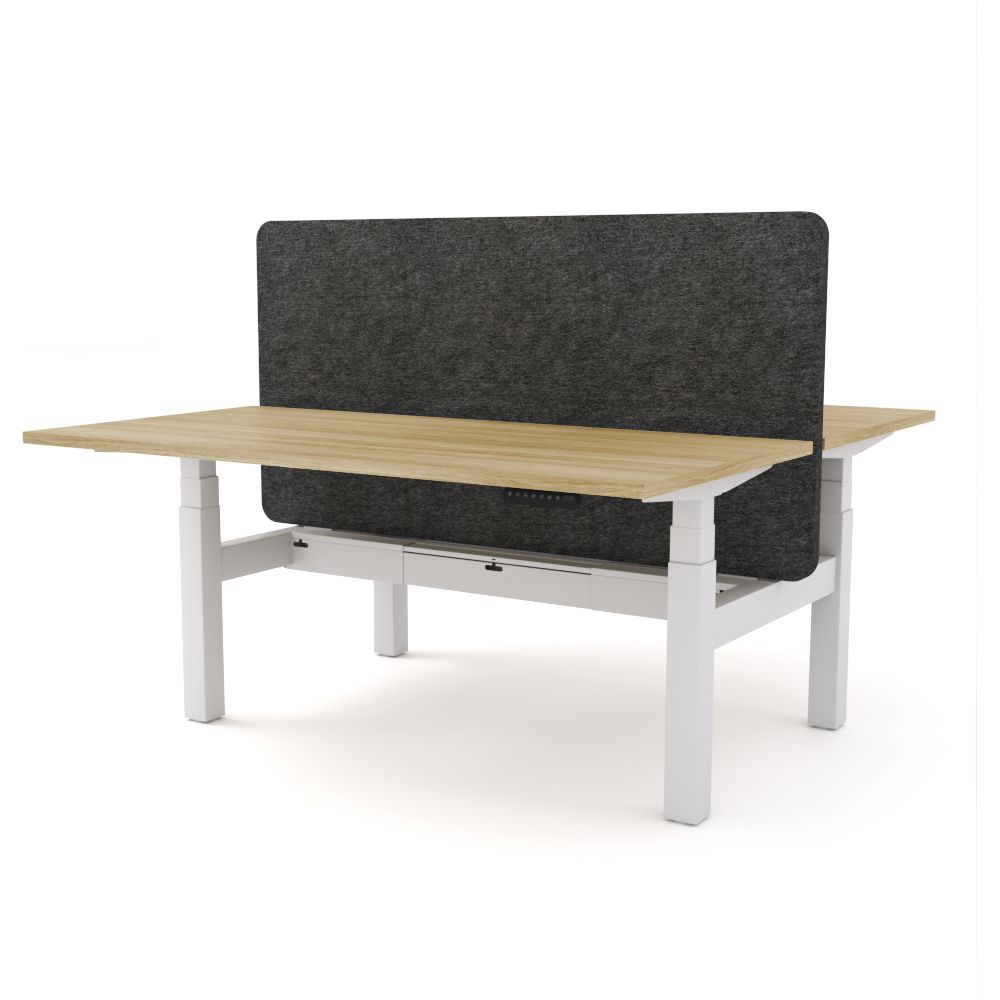 Dynamo Plus - Electric Height Adjustable Double Sided Workstation With Screen (Charcoal Grey Screen)