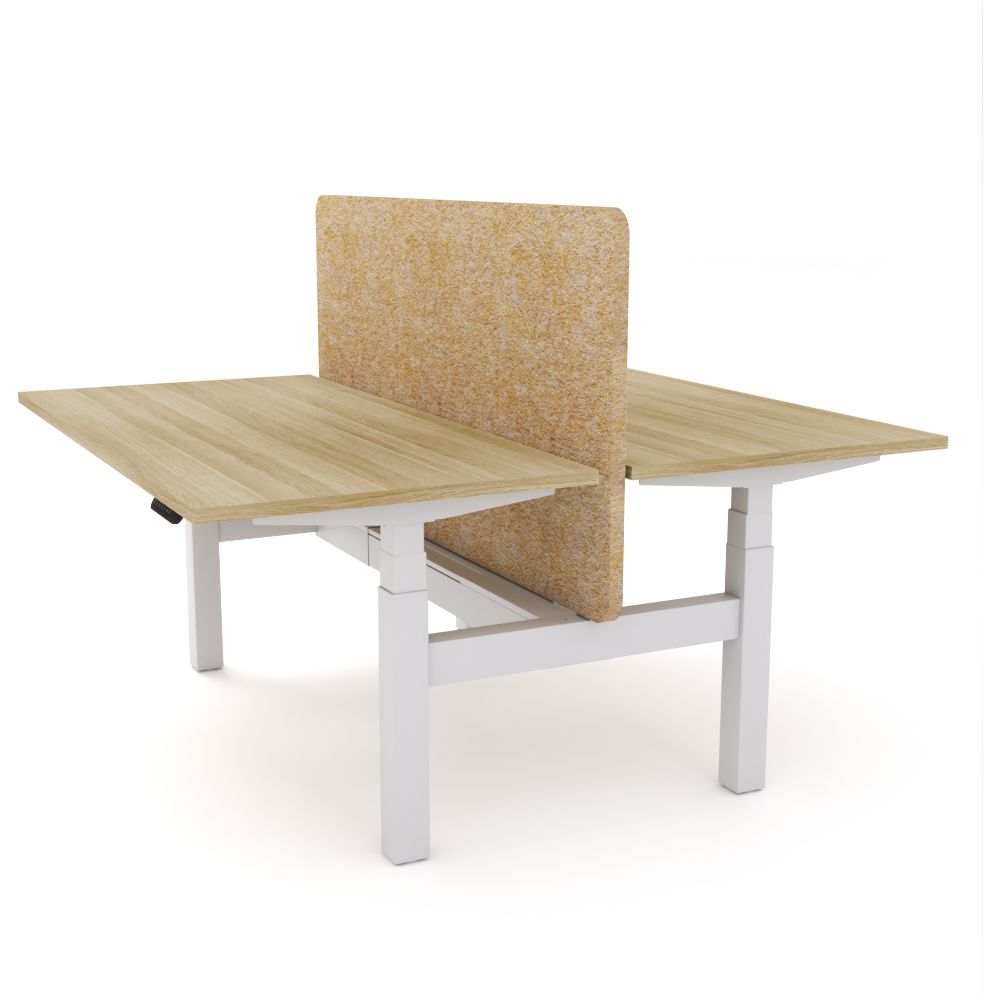 Dynamo Plus - Electric Height Adjustable Double Sided Workstation With Screen (Mid Natural Screen)