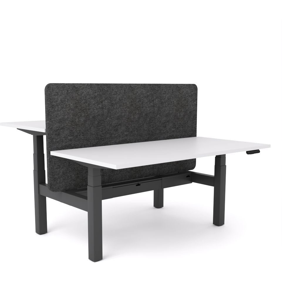 Dynamo Plus - Electric Height Adjustable Double Sided Workstation With Screen (Charcoal Grey Screen)