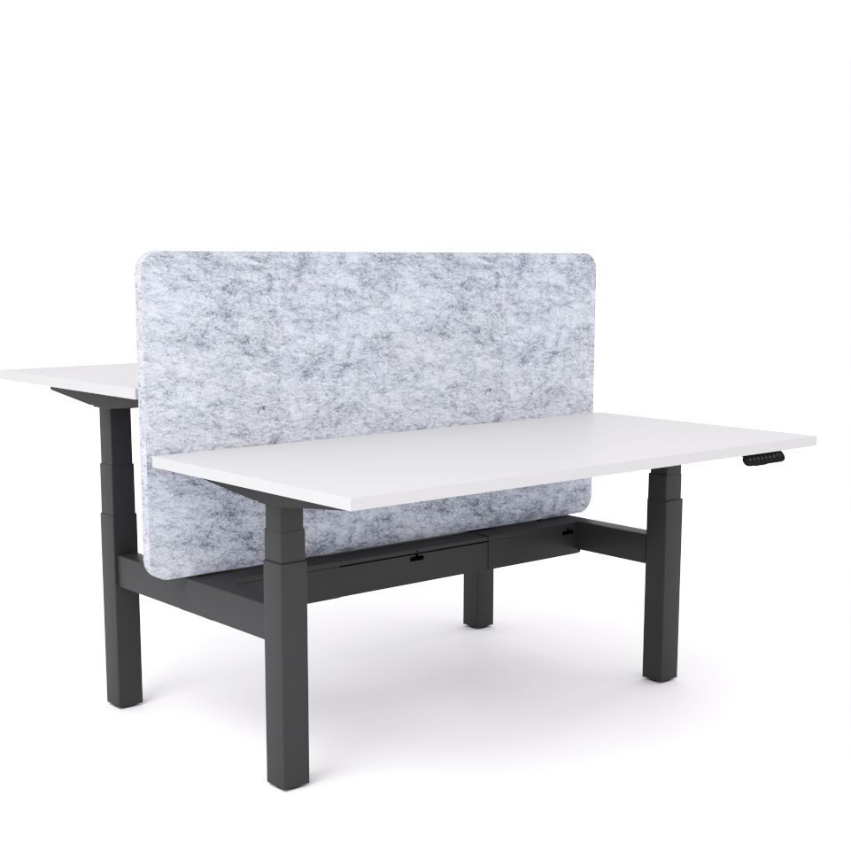 Dynamo Plus - Electric Height Adjustable Double Sided Workstation With Screen (Marble Grey Screen)