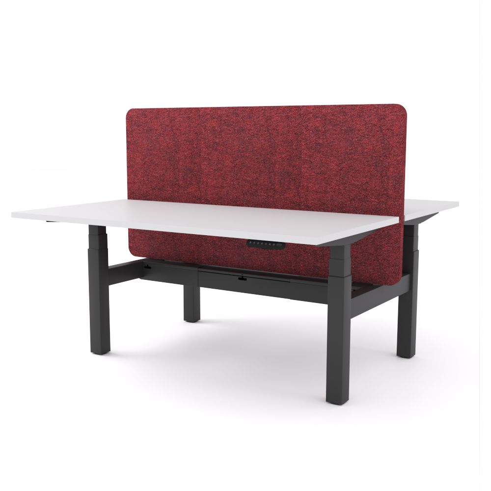 Dynamo Plus - Electric Height Adjustable Double Sided Workstation With Screen (Maroon Screen)