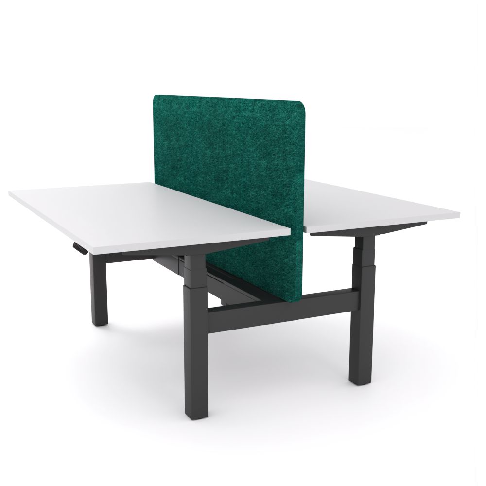 Dynamo Plus - Electric Height Adjustable Double Sided Workstation With Screen (Peacock Screen)