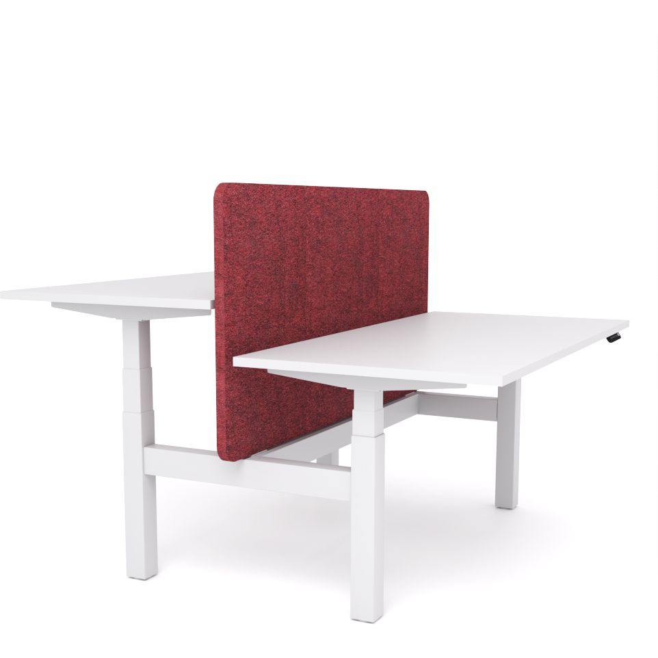 Dynamo Plus - Electric Height Adjustable Double Sided Workstation With Screen (Maroon Screen)