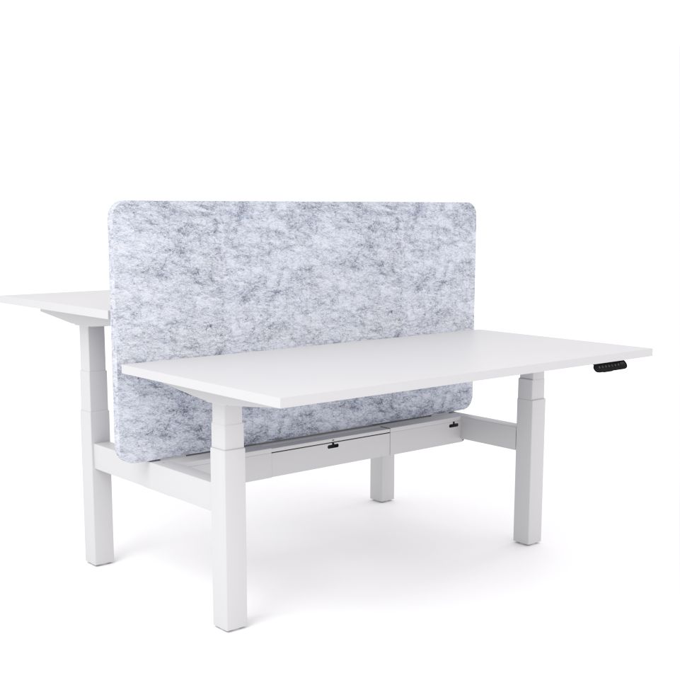 Dynamo Plus - Electric Height Adjustable Double Sided Workstation With Screen (Marble Grey Screen)