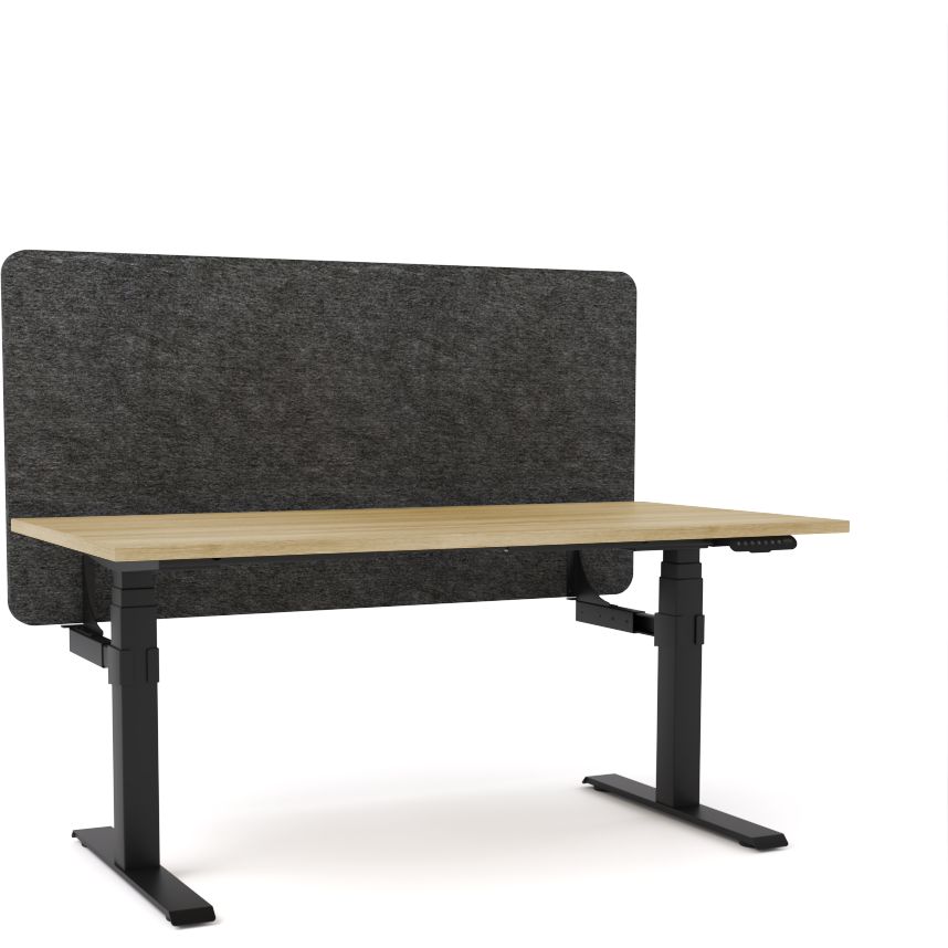 Dynamo Plus - Electric Height Adjustable Single Workstation With Screen (Charcoal Grey Screen)