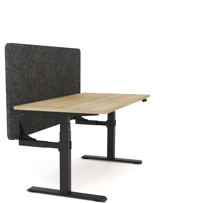 Dynamo Plus - Electric Height Adjustable Single Workstation With Screen (Charcoal Grey Screen)