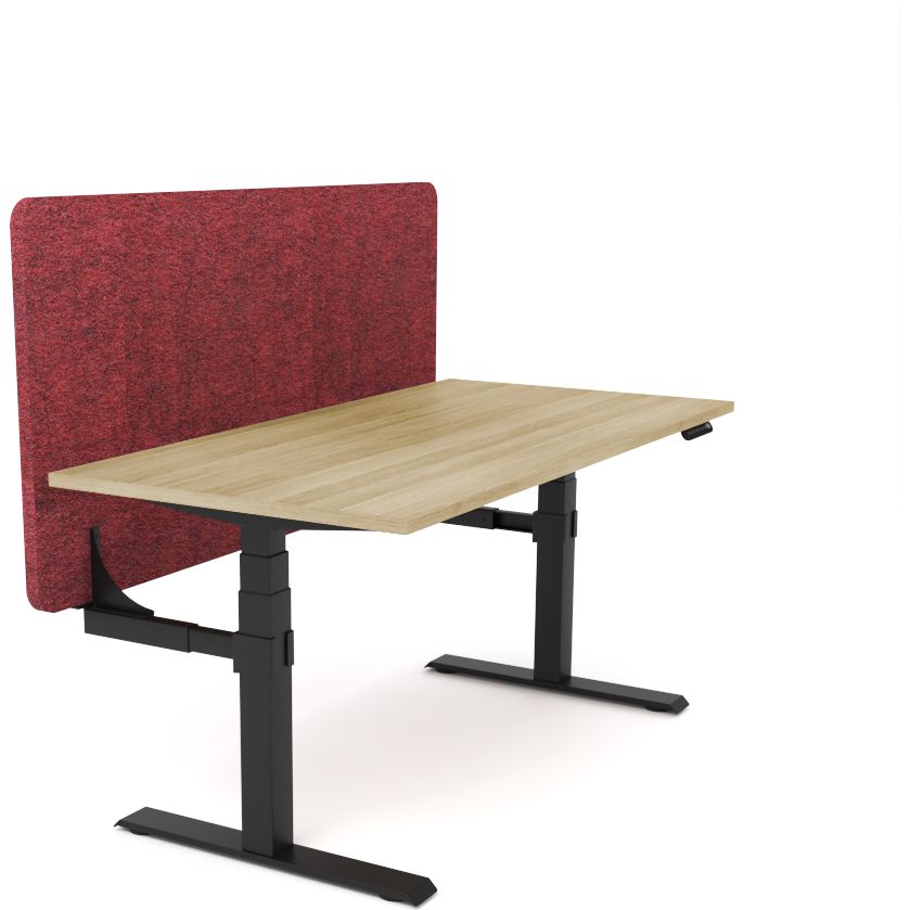 Dynamo Plus - Electric Height Adjustable Single Workstation With Screen (Maroon Screen)