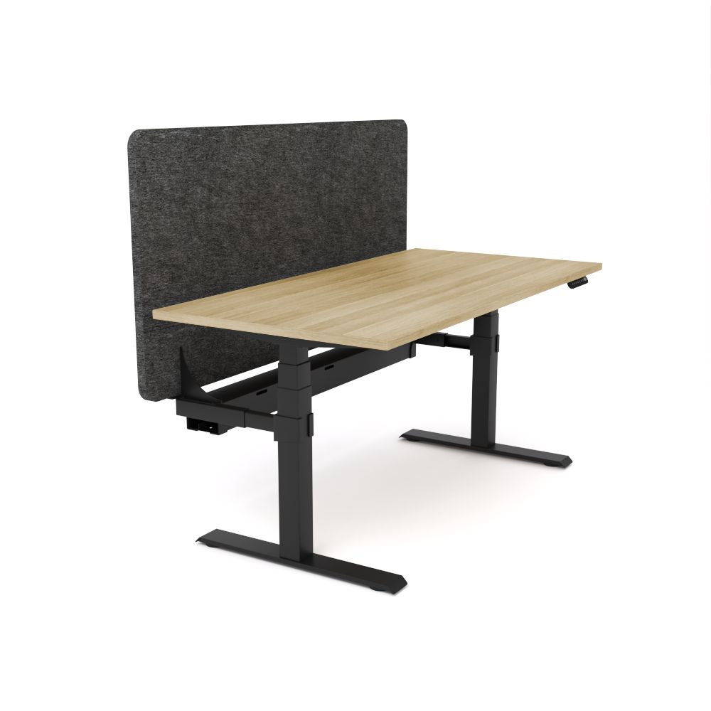 Dynamo Plus - Electric Height Adjustable Single Workstation With Screen (Charcoal Grey Screen)