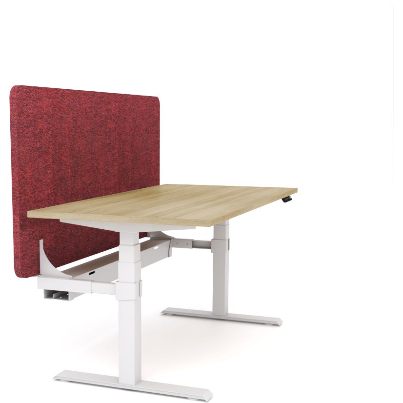 Dynamo Plus - Electric Height Adjustable Single Workstation With Screen (Maroon Screen)