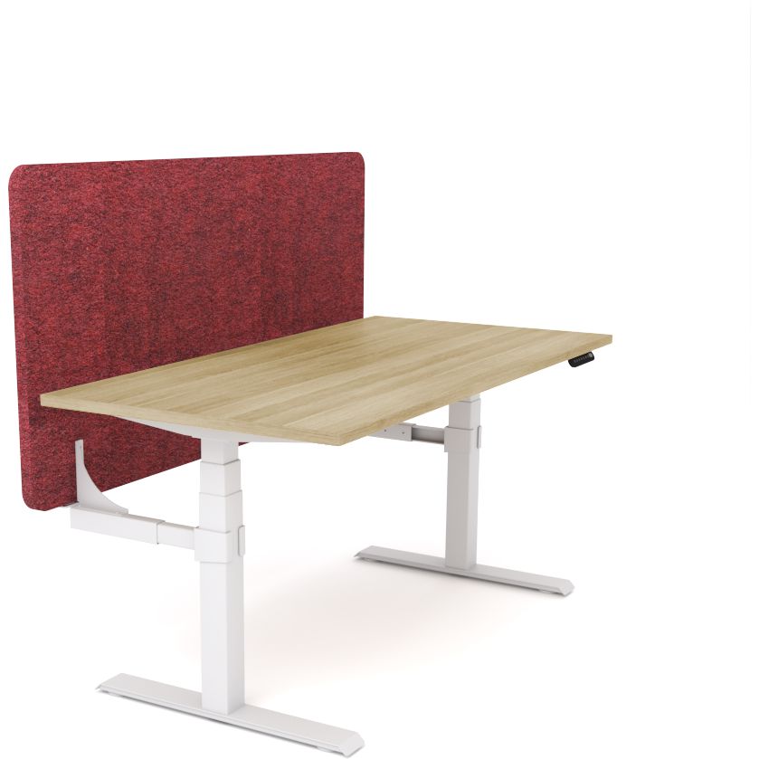 Dynamo Plus - Electric Height Adjustable Single Workstation With Screen (Maroon Screen)