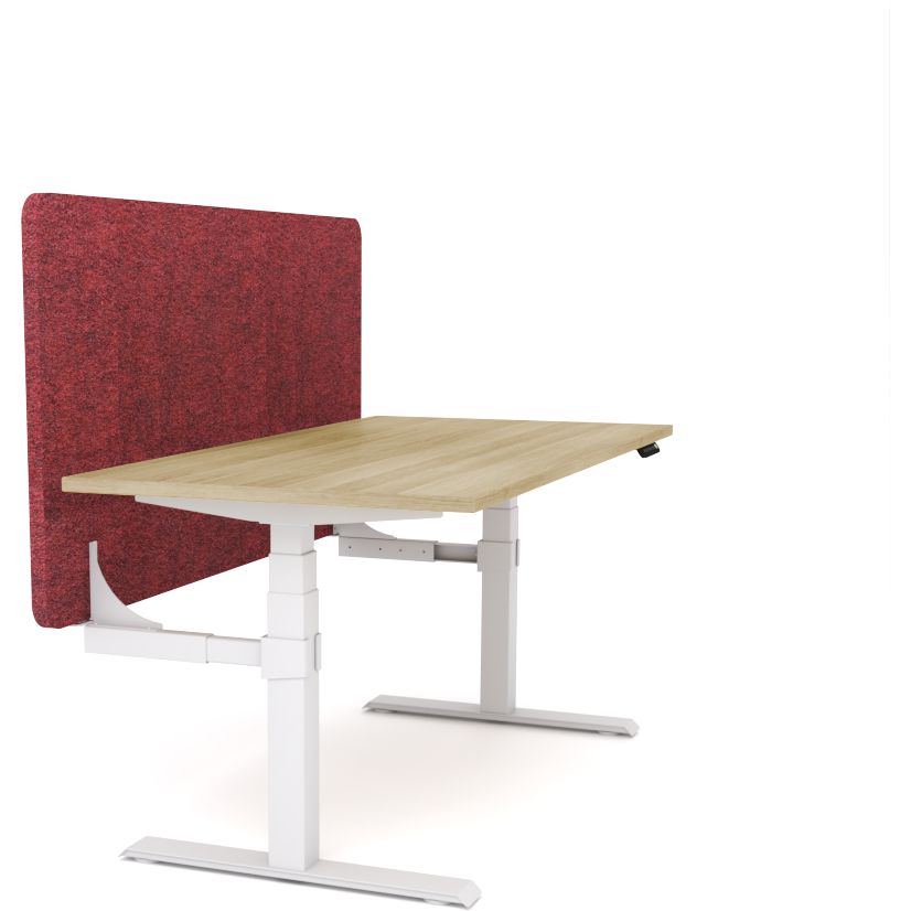 Dynamo Plus - Electric Height Adjustable Single Workstation With Screen (Maroon Screen)