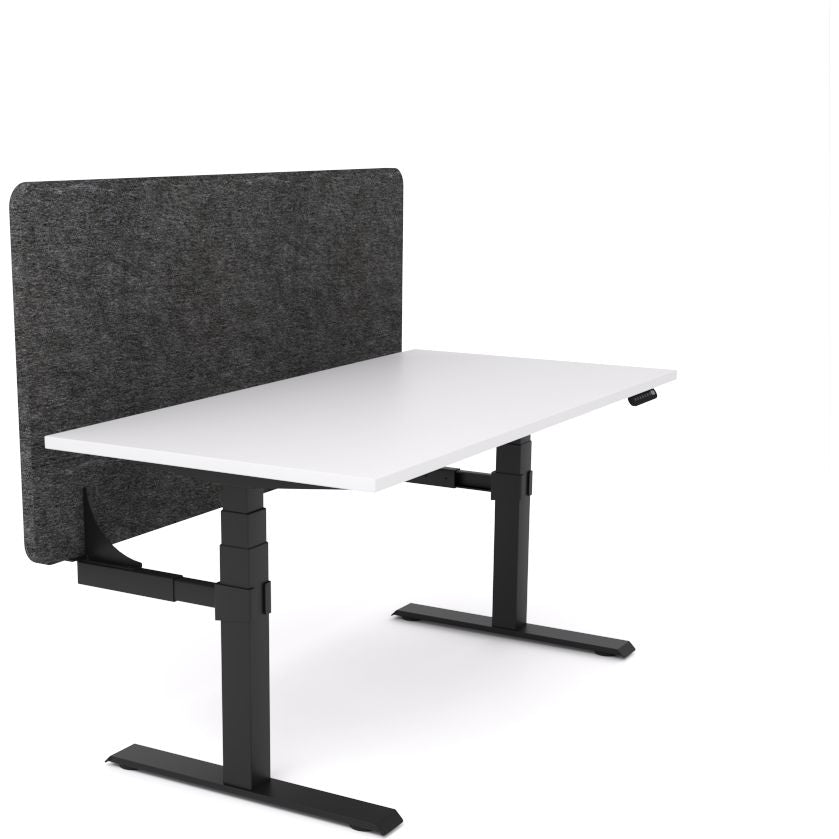 Dynamo Plus - Electric Height Adjustable Single Workstation With Screen (Charcoal Grey Screen)