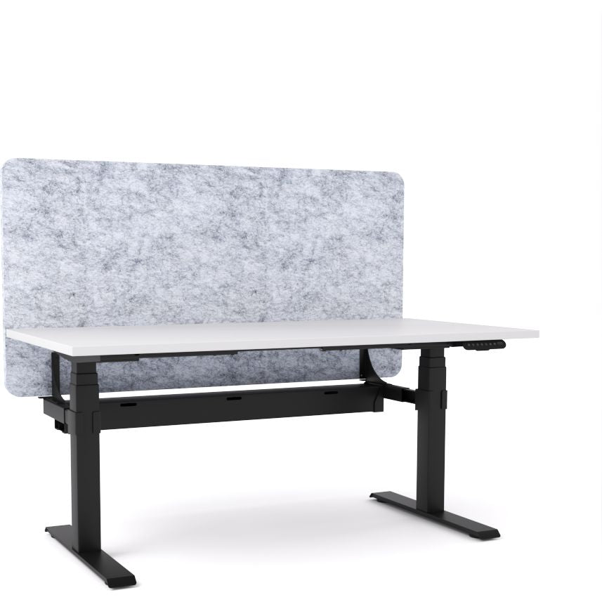 Dynamo Plus - Electric Height Adjustable Single Workstation With Screen (Marble Grey Screen)