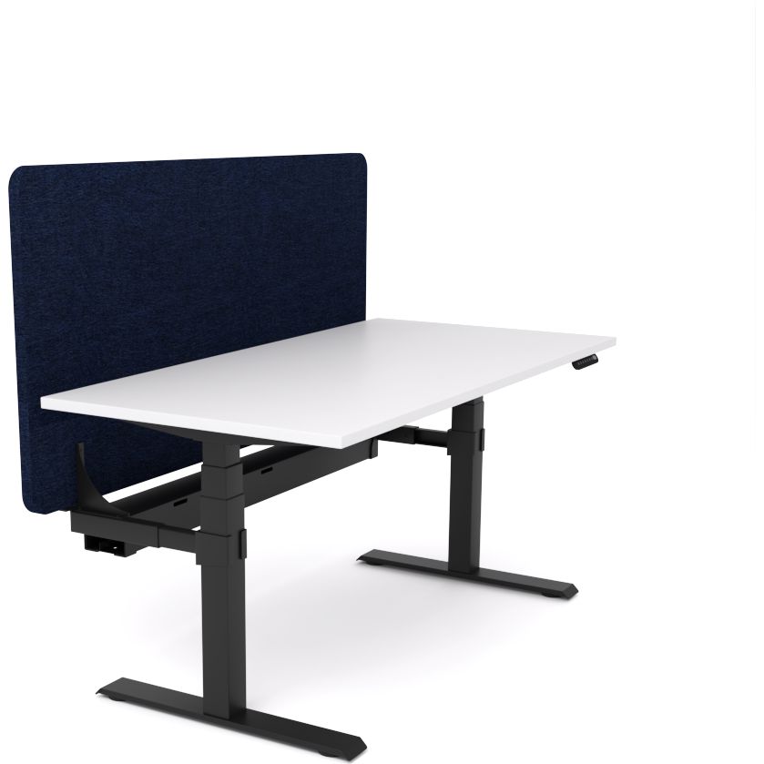 Dynamo Plus - Electric Height Adjustable Single Workstation With Screen (Dark Blue Screen)