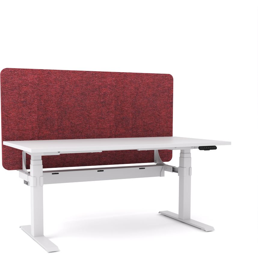 Dynamo Plus - Electric Height Adjustable Single Workstation With Screen (Maroon Screen)