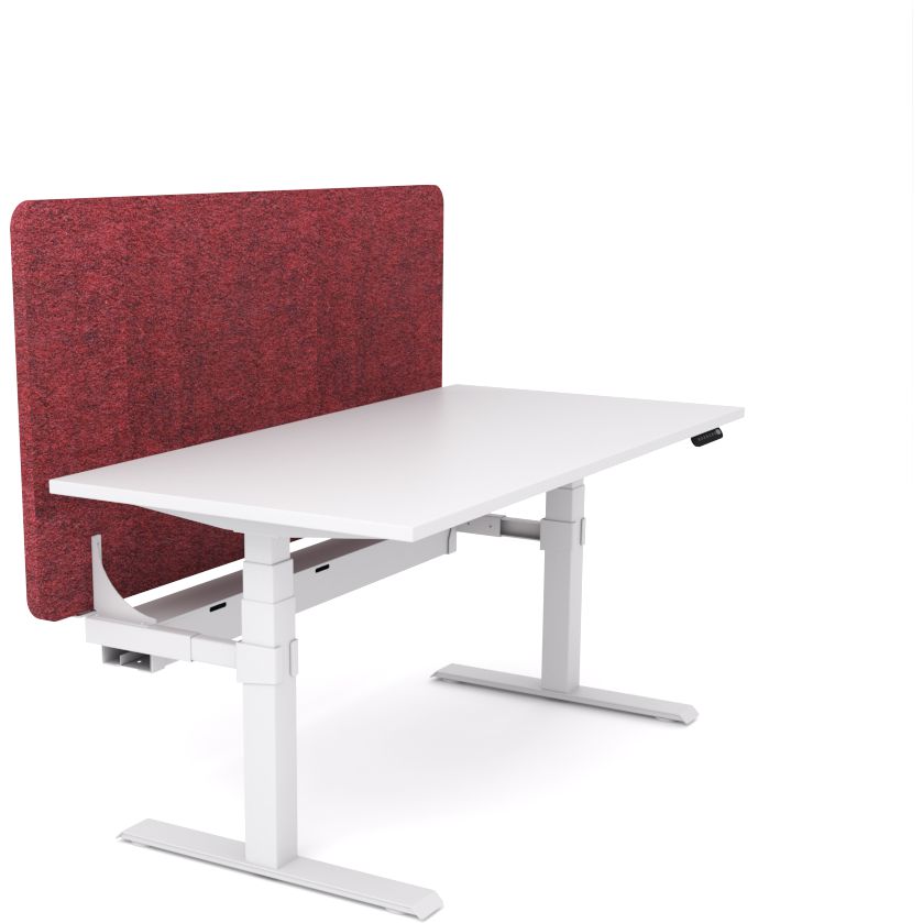 Dynamo Plus - Electric Height Adjustable Single Workstation With Screen (Maroon Screen)