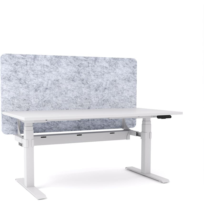 Dynamo Plus - Electric Height Adjustable Single Workstation With Screen (Marble Grey Screen)